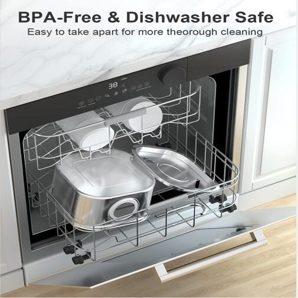 Stainless parts go in the dishwasher